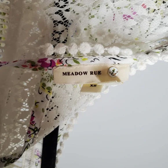 ANTHROPOLOGIE • White Meadow Rue Nellore Floral Lace Blouse Sz XS - Picture 5 of 7